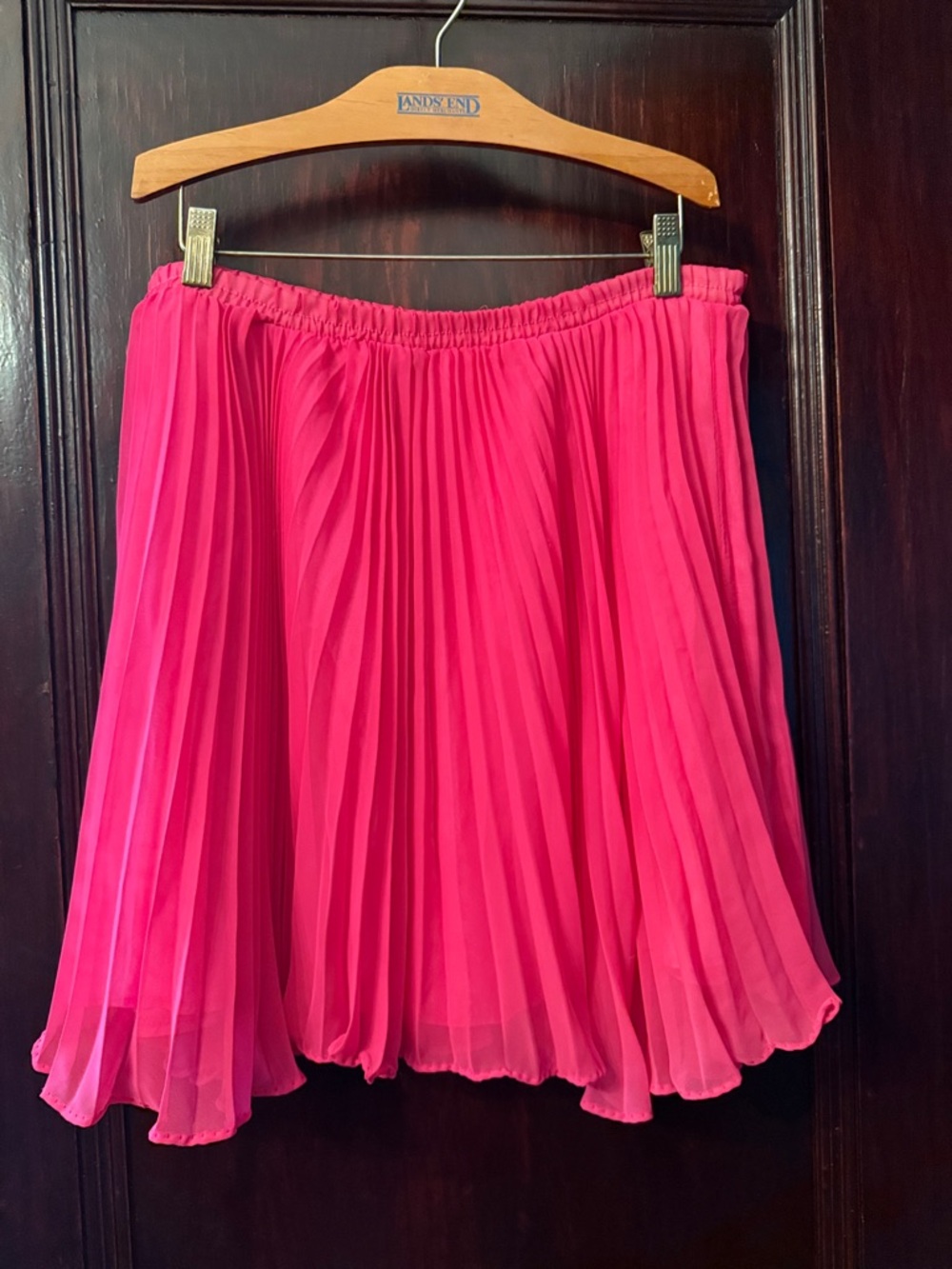 Flamingo Hot Pink Pleated Skater Skirt with Elastic Waist